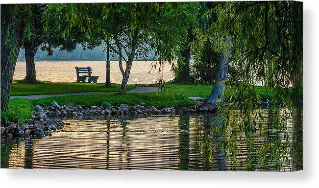 Lake Cadillac Canvas Print featuring the photograph Peace in the Park by Rick Bartrand