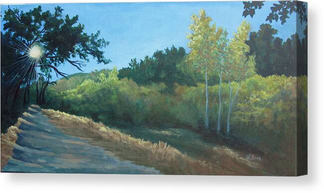 Landscape Canvas Print featuring the painting Peeking Through Placerita Canyon by Lisa Barr
