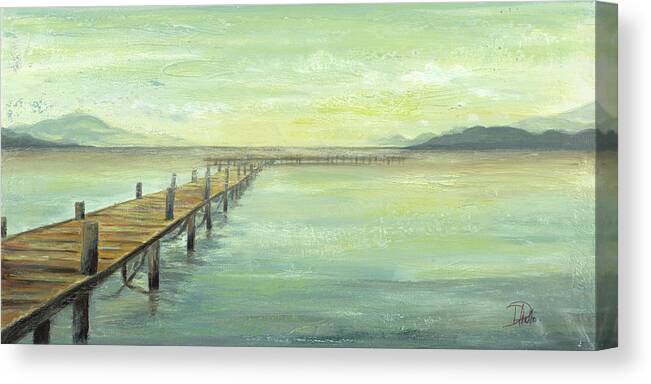 Placid Canvas Print featuring the painting Placid Lake by Patricia Pinto