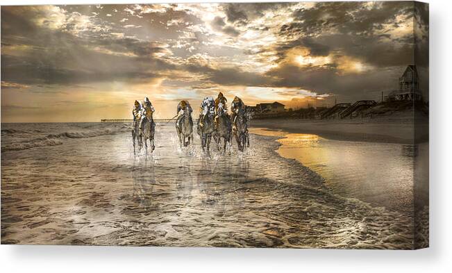 Fantasy Canvas Print featuring the photograph Racing Down the Stretch by Betsy Knapp