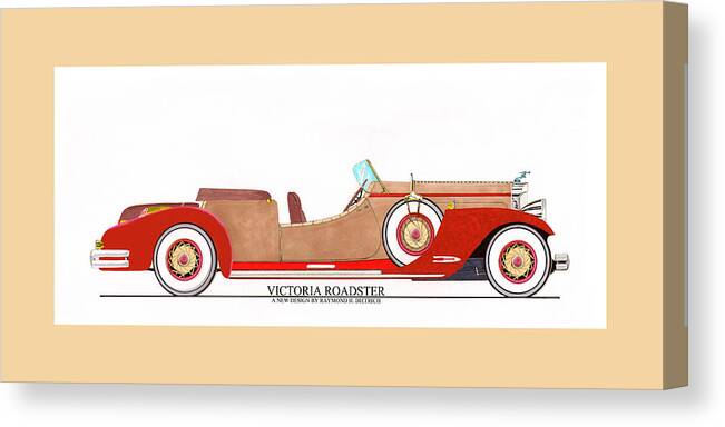 Car Art Canvas Print featuring the painting Ray Dietrich Packard Victoria Roadster concept design by Jack Pumphrey