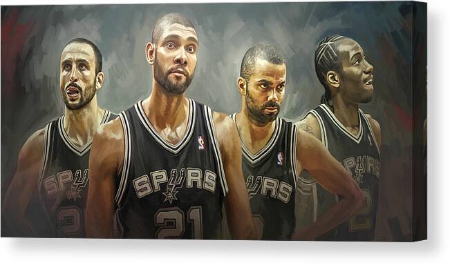 Tim Duncan Canvas Print featuring the painting San Antonio Spurs Artwork by Sheraz A