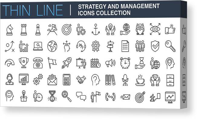 Information Medium Canvas Print featuring the drawing Strategy and Management Icons Collection by Phototechno