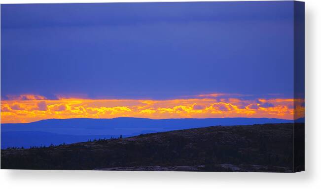 Sunset Canvas Print featuring the photograph Sunset on Cadillac Mountain Acadia National Park by Paul Ge