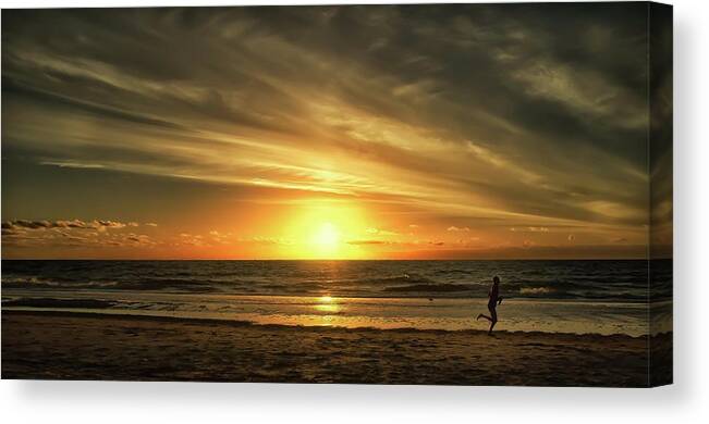 Scenics Canvas Print featuring the photograph Sunset Run by Rbat Photography