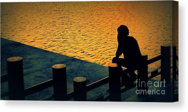 Silhouette Canvas Print featuring the photograph Taking In The Day by Ian Gledhill