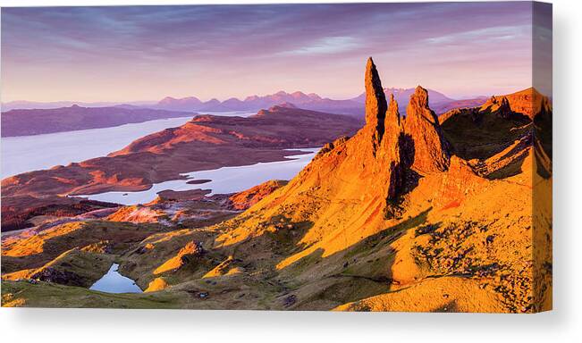 Scenics Canvas Print featuring the photograph The Old Man Of Storr On The Isle Of by Julian Elliott Photography