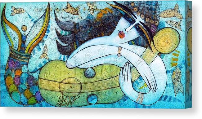 Albena Canvas Print featuring the painting The Song Of The Mermaid by Albena Vatcheva