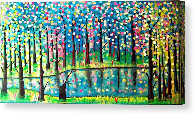 Abstract Canvas Print featuring the painting Twilight Pond by Shirley Smith