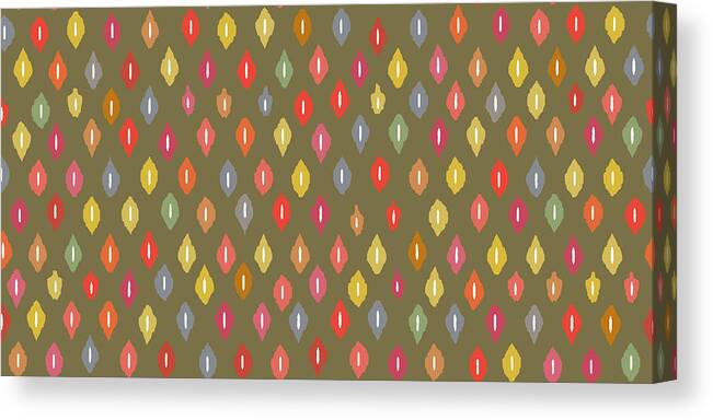 Diamond Canvas Print featuring the drawing Warm Little Ikat Diamonds by MGL Meiklejohn Graphics Licensing