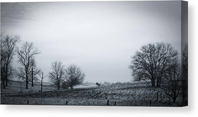 Landscape Canvas Print featuring the photograph Winterscape-Black and White by Virginia Folkman