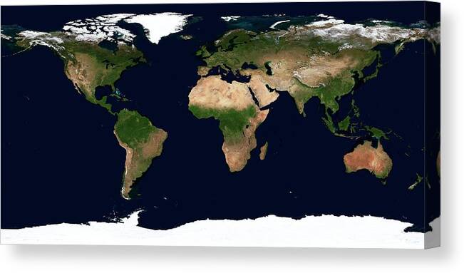 Earth Canvas Print featuring the photograph World Map by Nasa/science Photo Library