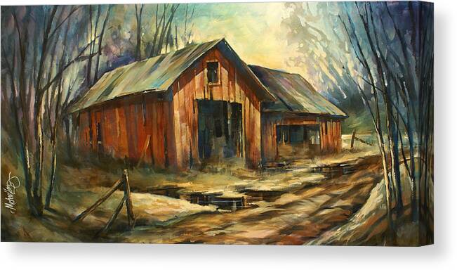 Landscape Canvas Print featuring the painting 'North Country' by Michael Lang
