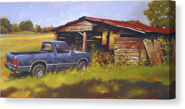 Truck Canvas Print featuring the painting Blue Truck by Todd Baxter