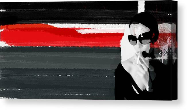 Expressive Canvas Print featuring the painting Red Line by Naxart Studio