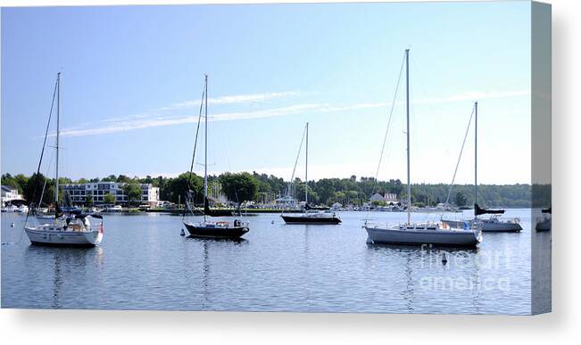 Sailboats Canvas Print featuring the photograph Sailboats in Bay by Ronald Grogan