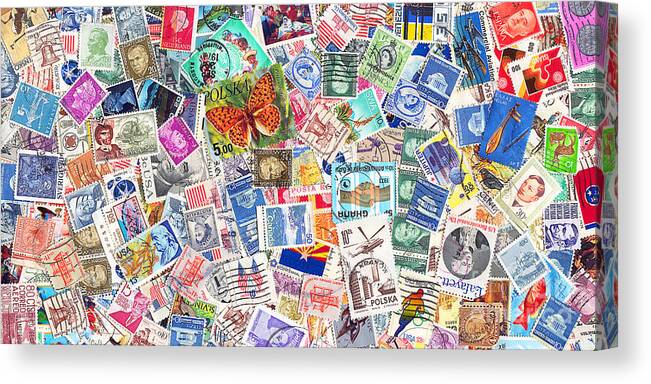 Kitsch Canvas Print featuring the photograph Stamp Collection . 2 to 1 Proportion by Wingsdomain Art and Photography