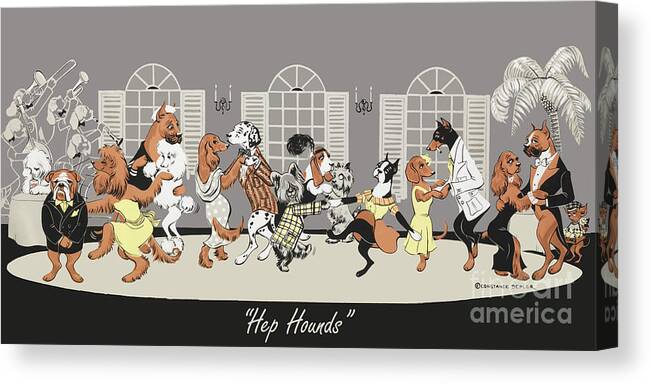 Dogs Canvas Print featuring the painting Hep hounds by Constance Depler
