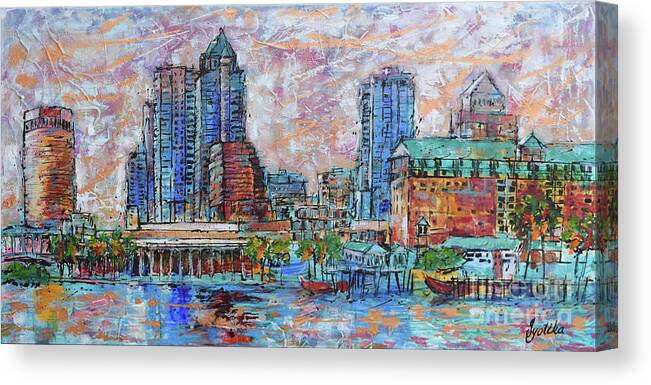  Canvas Print featuring the painting Tampa Skyline by Jyotika Shroff