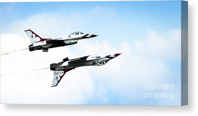 Photo By: L. Burry Canvas Print featuring the photograph USAF Thunderbirds #3 by Lawrence Burry