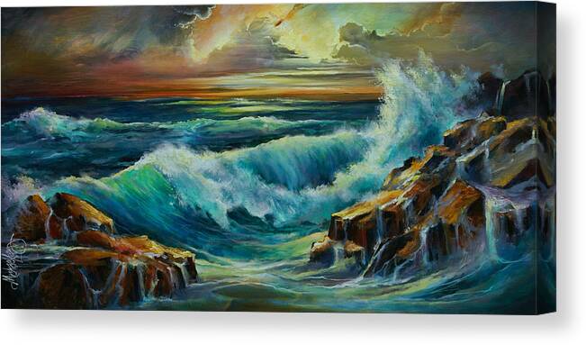 Seascape Canvas Print featuring the painting Seascape #2 by Michael Lang