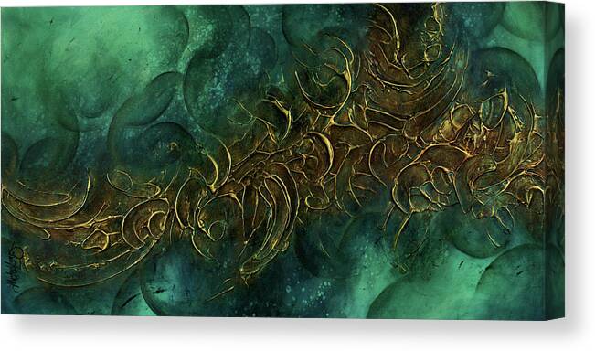Turquoise Canvas Print featuring the painting Abstract design 109 by Michael Lang