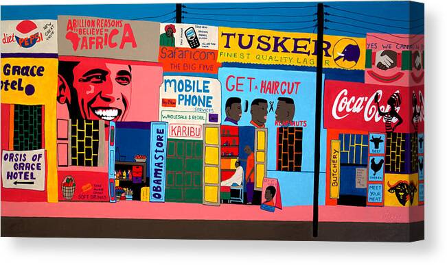 Africa Canvas Print featuring the painting African shopping mall by Irene Jonker