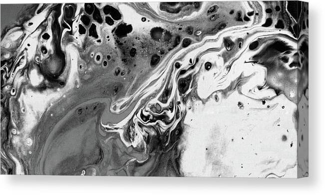 Black And White Art Painting Canvas Print featuring the painting After The Storm - Black And White Art Painting by Modern Abstract
