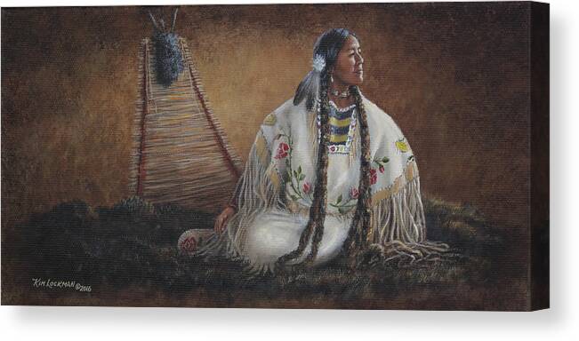 Native American Canvas Print featuring the painting Anticipation by Kim Lockman