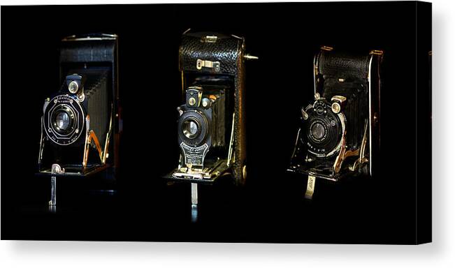 Camera Canvas Print featuring the photograph Antique Cameras by Lisa Lambert-Shank