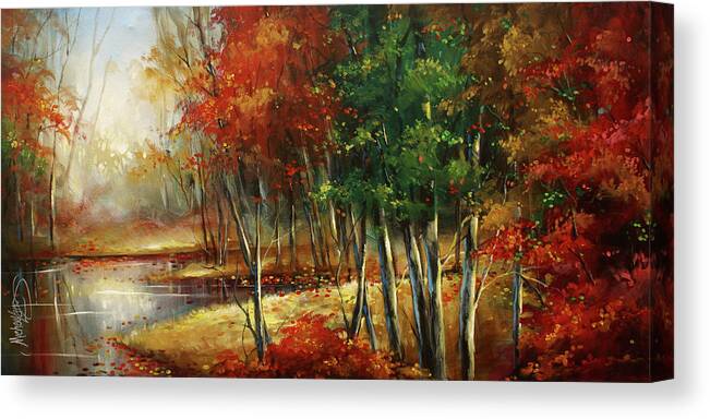 Landscape Canvas Print featuring the painting ' Autumn Grace' by Michael Lang