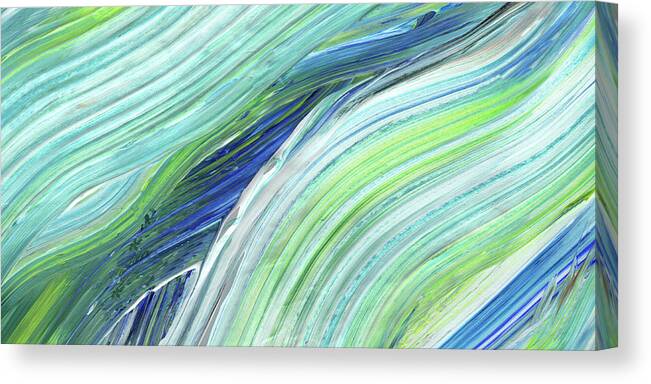 Abstract Water Canvas Print featuring the painting Blue Wave Abstract Art for Interior Decor I by Irina Sztukowski