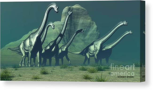 Brachiosaurus Canvas Print featuring the painting Brachiosaurus Bluff by Corey Ford