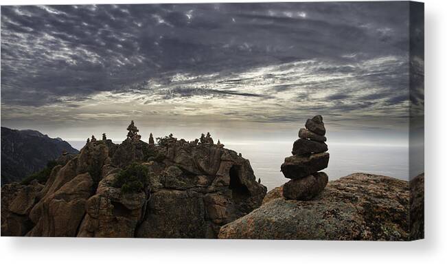 Calanches Canvas Print featuring the photograph Cairns by Fabien Bravin