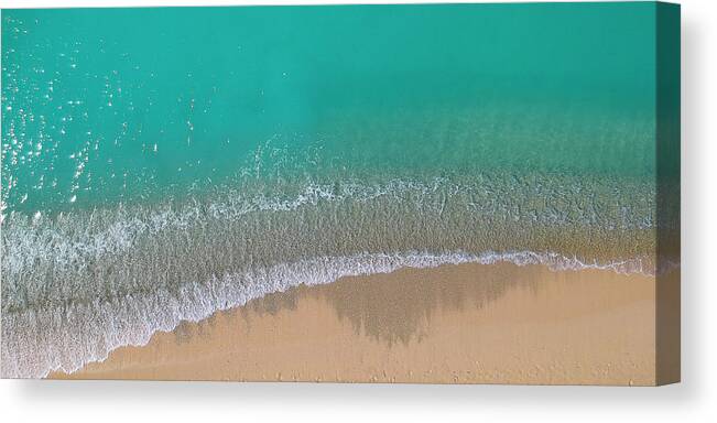 3scape Canvas Print featuring the photograph Cemetery Beach Aerial Panoramic by Adam Romanowicz
