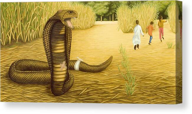 Snake Canvas Print featuring the painting Cobra by Nad Wolinska