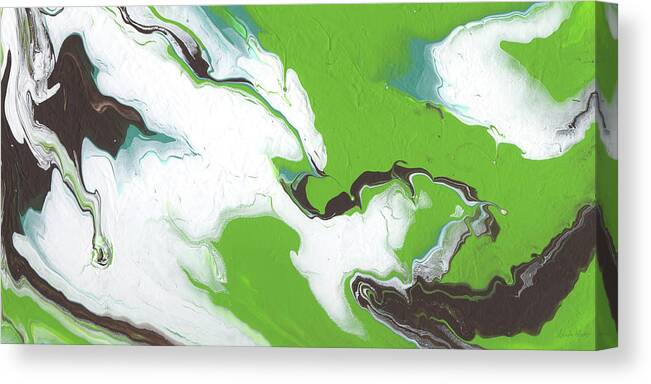 Green Canvas Print featuring the mixed media Coffee Bean 1- Abstract Art by Linda Woods by Linda Woods