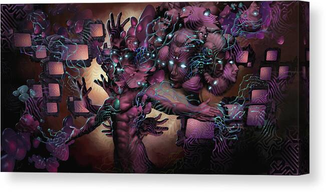 Cyber Canvas Print featuring the digital art Cyberspatial Telepathy by George Atherton