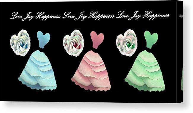 Pink Canvas Print featuring the mixed media Dancing The Love Dance - Love Joy Happiness No. 3 by Jacqueline Migell
