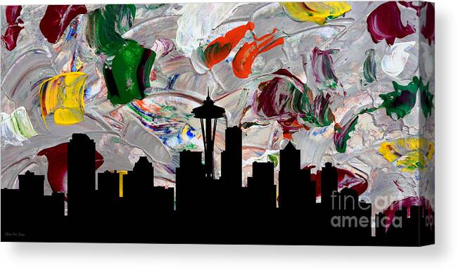 Martha Canvas Print featuring the painting Decorative Skyline Abstract Seattle T1115W by Mas Art Studio