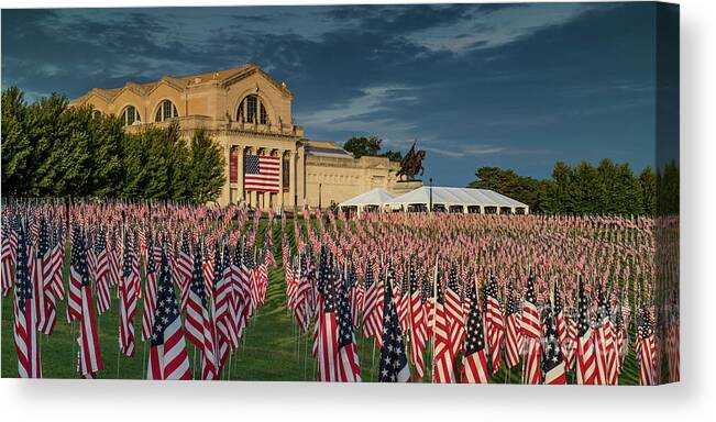 American Flag Canvas Print featuring the photograph Flags of Valor on Art Hill by Garry McMichael