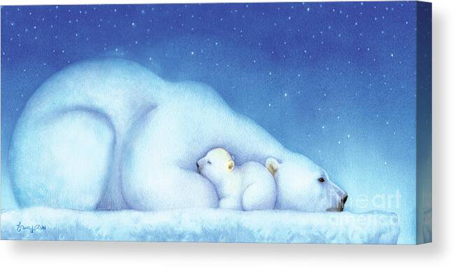 Polar Bear Canvas Print featuring the painting Polar Bears, Goodnight Nanook by Tracy Herrmann