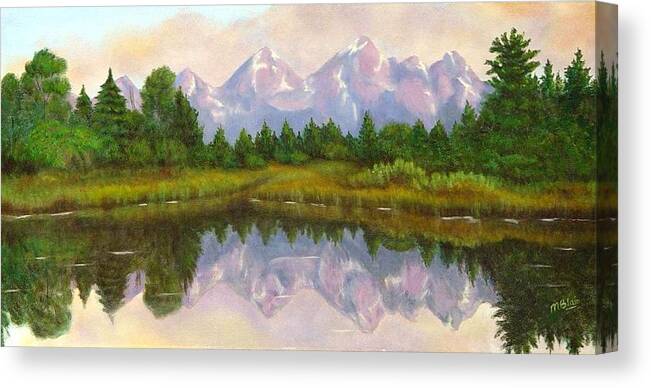 Landscape Canvas Print featuring the painting Grand Tetons by Merle Blair