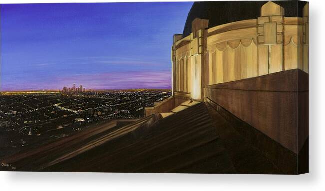 Griffith Park Observatory Canvas Print featuring the painting Griffith Park Observatory by Christopher Oakley