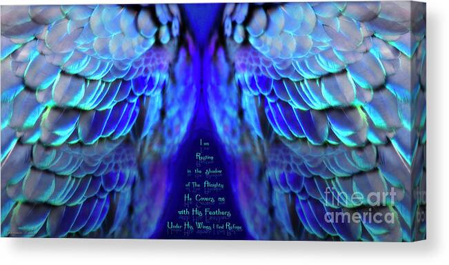 Wings Canvas Print featuring the mixed media Psalm 91 Wings 2 by Constance Woods