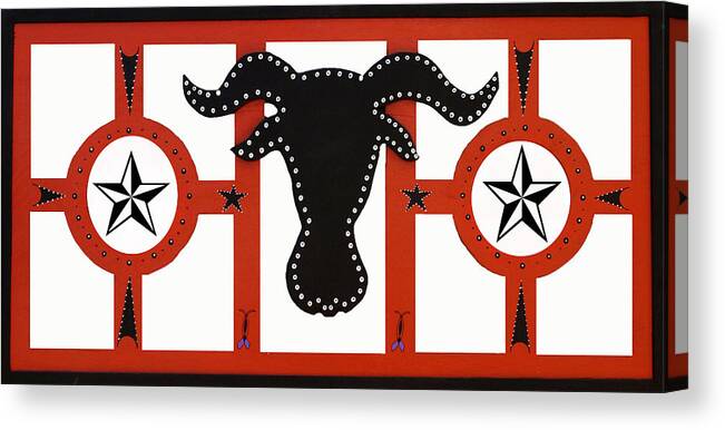Cow Canvas Print featuring the mixed media Horn Time In Texas by Robert Margetts