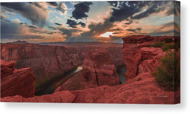 Arizona Canvas Print featuring the photograph Horseshoe Bend Sunset by Tim Bryan