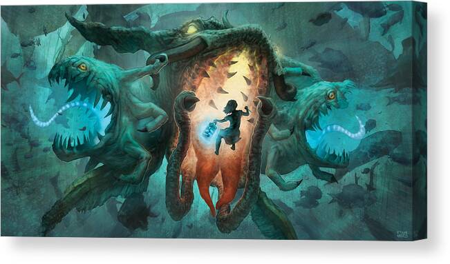 Girl Canvas Print featuring the digital art Inoculating the Water Dragon by Ethan Harris
