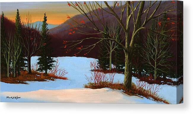 Winter Canvas Print featuring the painting Last Light Of Day by Frank Wilson
