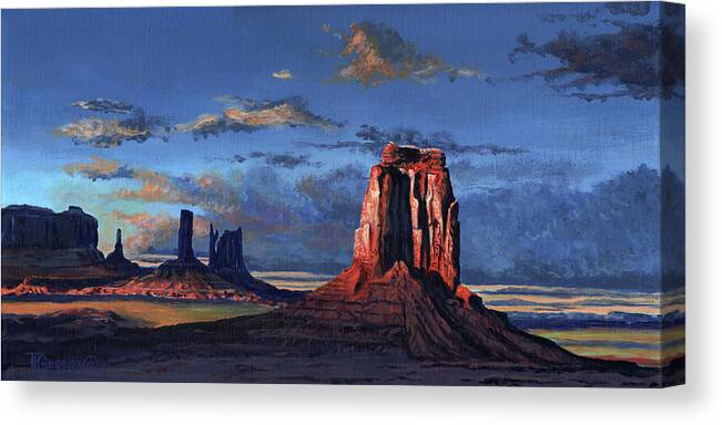 T L Canvas Print featuring the painting Last rays of the day by Timithy L Gordon
